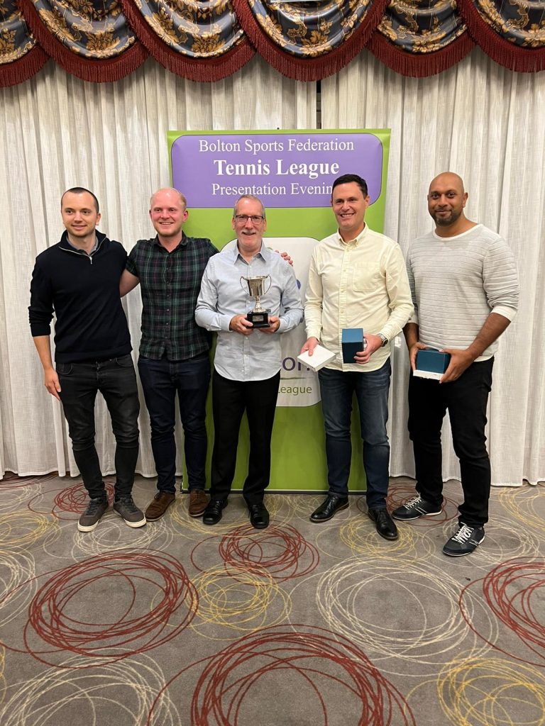 Holcombe Brook men's B team collect their Bolton League trophy