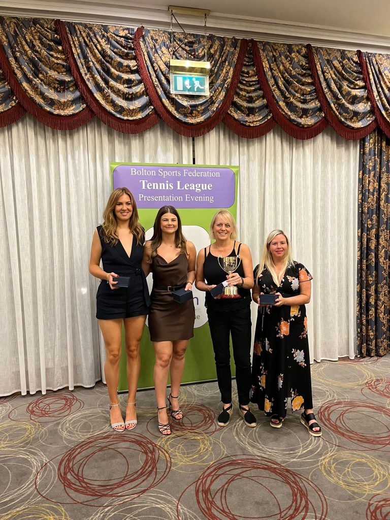 Holcombe Brook women's A team collect their Bolton League trophy